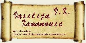Vasilija Komanović vizit kartica